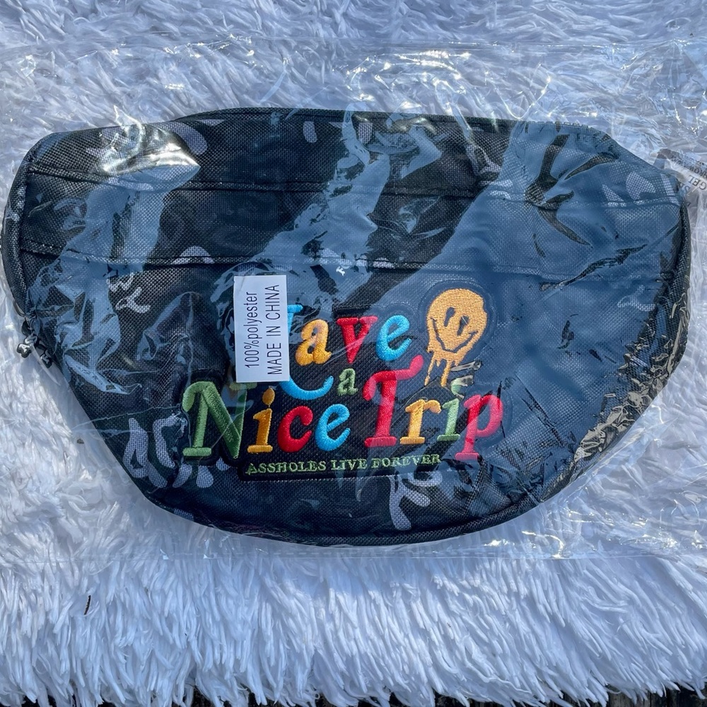 Linda Finegold ALF black squiggly smile fanny pack